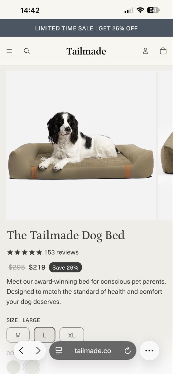 Tailmade Dog Bed - Dune L (Large) - Award-Winning Orthopedic Pet Bed for Health & Comfort