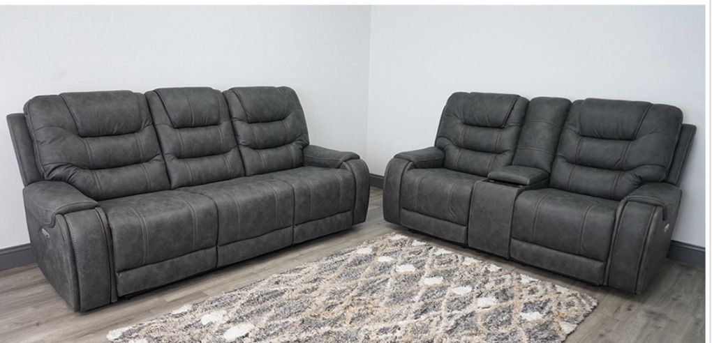 BRAND NEW! Full Power Adjust Grey Sofa Loveseat