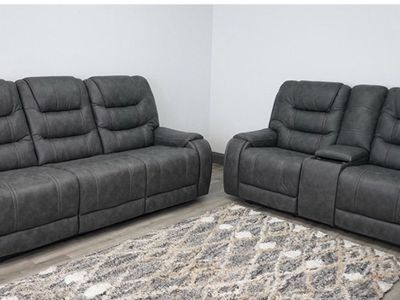 BRAND NEW! Full Power Adjust Grey Sofa Loveseat