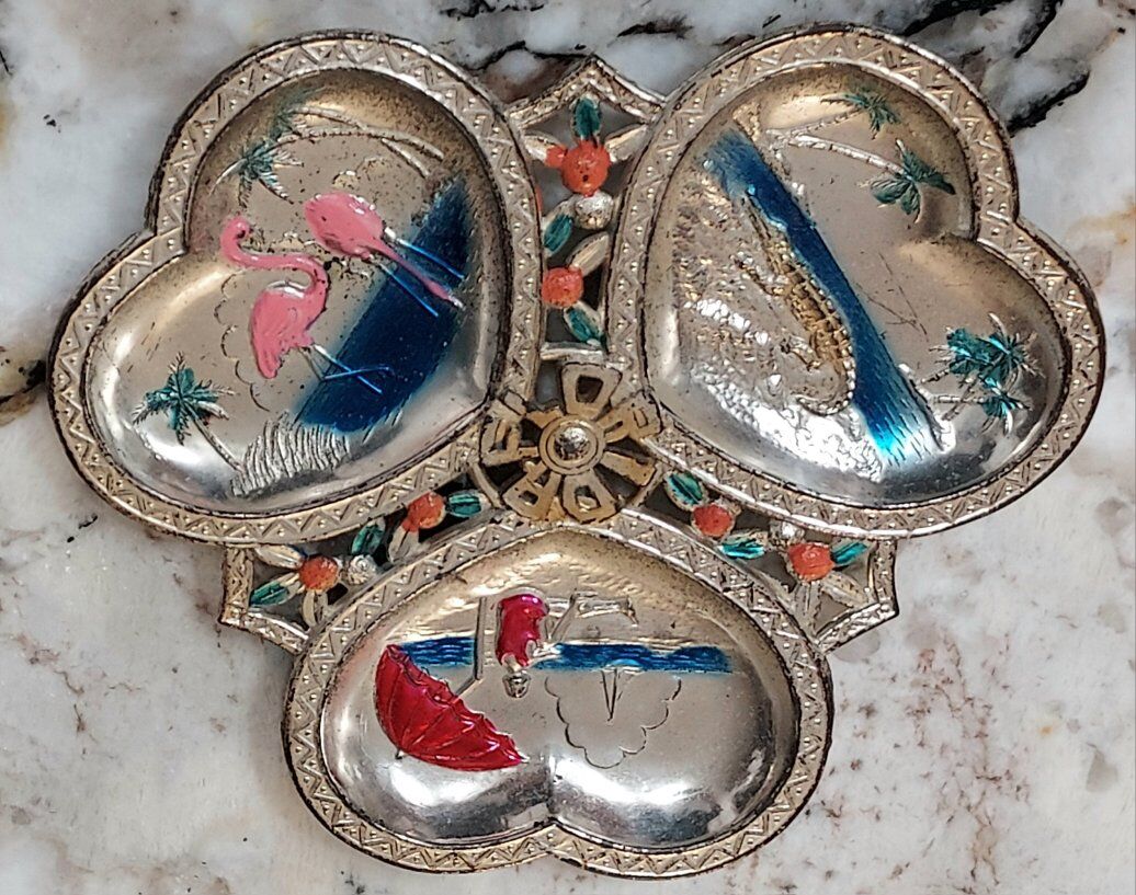 Vintage Metal Souvenir Ashtray Florida