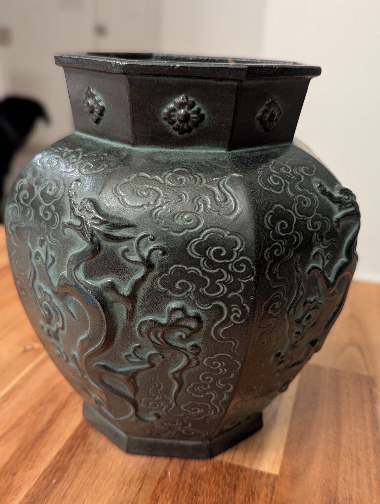 Antique Japanese Bronze Temple Vase
