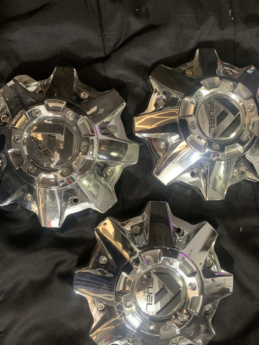 Fuel Off-Road Chrome Wheel Center Caps - Set of 3 model # 1002-53c+1002-55c