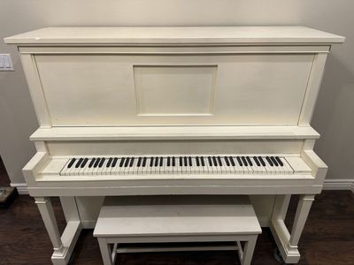 Story & Clark Upright Piano - White Vintage, Needs Tuning & Repair, Chicago
