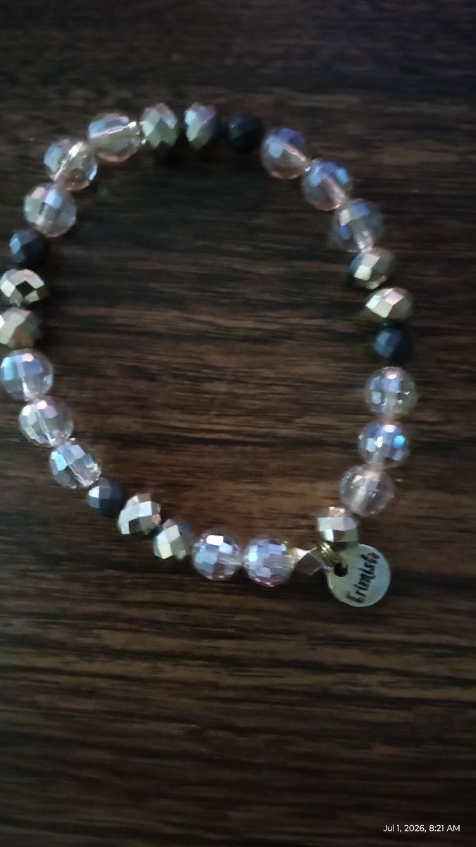 Grimish Beaded Bracelet - Clear, Black, Gold Faceted Beads