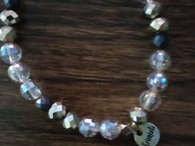 Grimish Beaded Bracelet - Clear, Black, Gold Faceted Beads