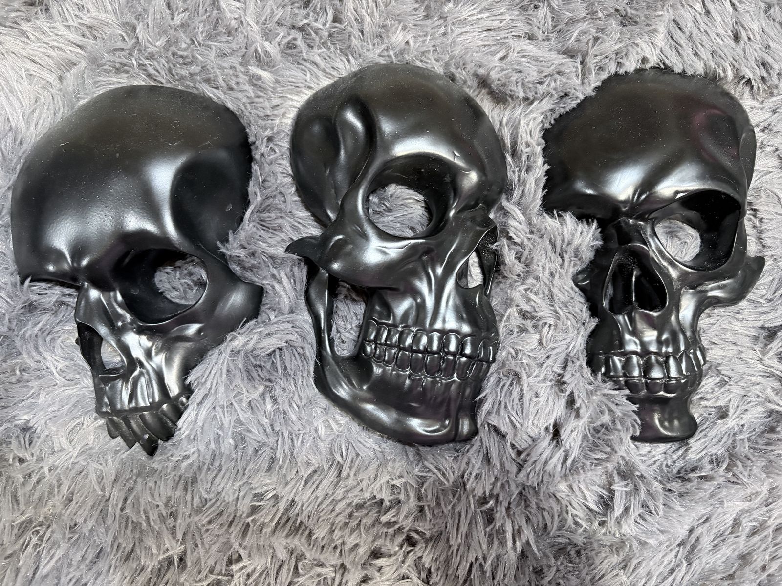 3 Black Decorative Wall Skulls