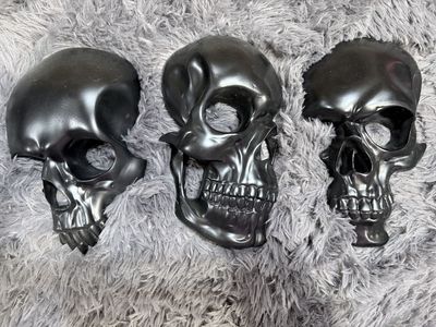 3 Black Decorative Wall Skulls