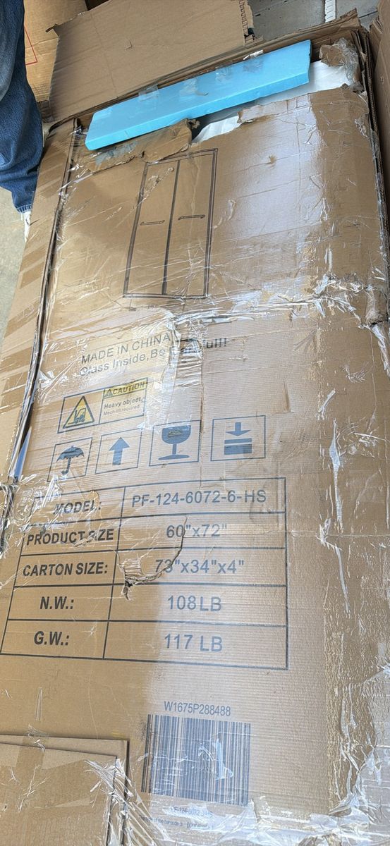 Unbranded PF-124-6072-6-HS 60x72" Glass Shower Door Enclosure, Frosted