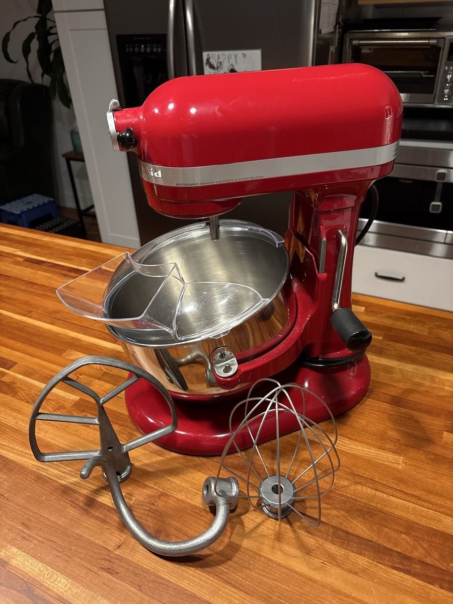 KitchenAid Red Stand Mixer with Bowl Lift and Attachments