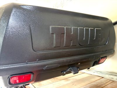 Thule Hitch Mount Cargo Box - Rear Vehicle Storage w/ Tilt-Down Feature & Keys