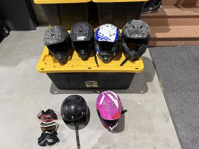 Used Dirt Bike Helmets (Assorted Brands/Sizes) & Goggles - Lot of 6 Helmets