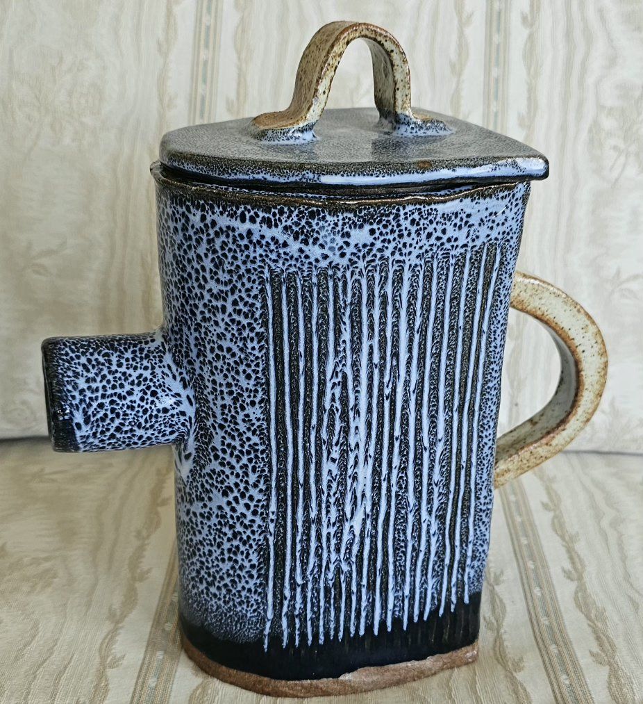 Handmade Studio Pottery Ceramic/Stoneware Lidded Vessel/Teapot - Unique Glaze & Texture Art Piece 10"×10"