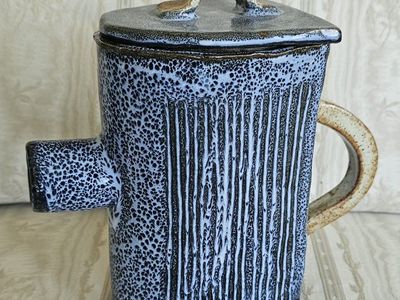 Handmade Studio Pottery Ceramic/Stoneware Lidded Vessel/Teapot - Unique Glaze & Texture Art Piece 10"×10"