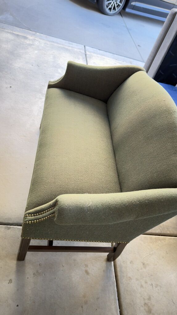 Green Upholstered Accent Chair w/ Nailhead Trim