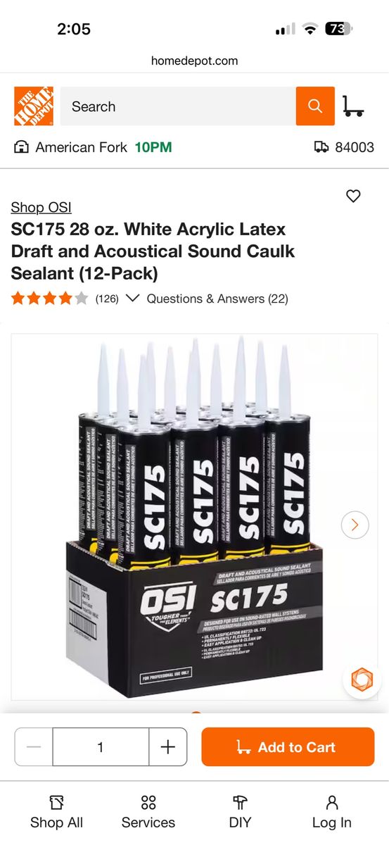BRAND NEW Case of Acoustic/Draft Sealant