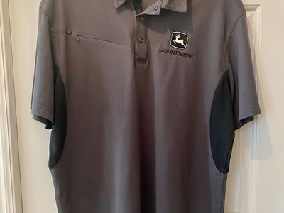 OGIO John Deere Men's Gray Polo Shirt, Size XL, Performance Fabric, Short Sleeve