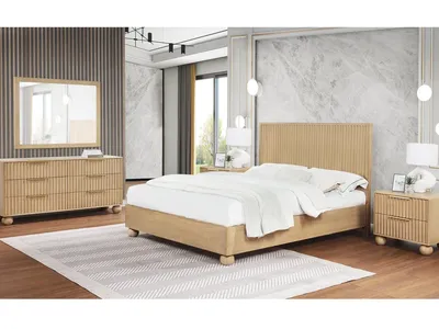 Atlas Light Oak Fluted Platform 5 Pieces Bedroom Set