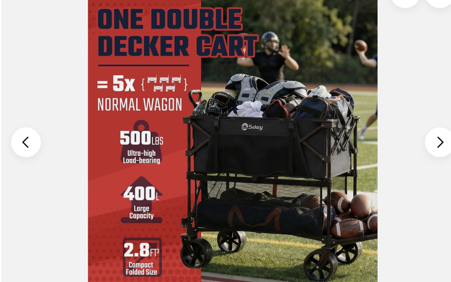 New in Box 500LBS Heavy Duty Double Decker Wagon with Extender, 400L Large