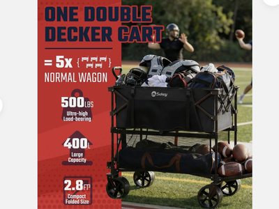 New in Box 500LBS Heavy Duty Double Decker Wagon with Extender, 400L Large