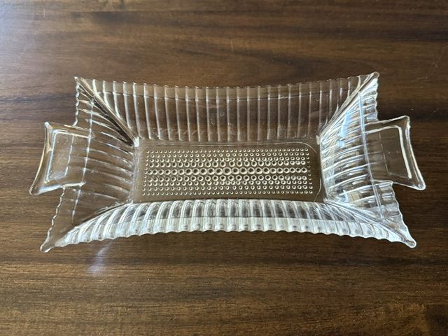 Vintage Glass Butter Candy Cracker Snack Dish with Handles