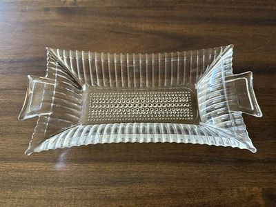 Vintage Glass Butter Candy Cracker Snack Dish with Handles