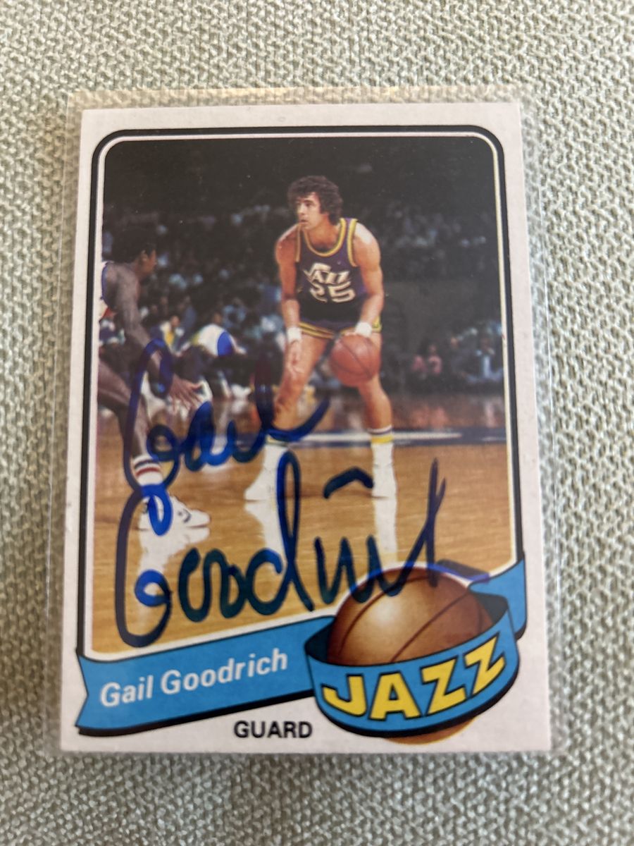 1979 Utah Jazz Hand Signed Gail Goodrich Autographed Basketball Card - Vintage Jazz Guard Auto Signed Collectible