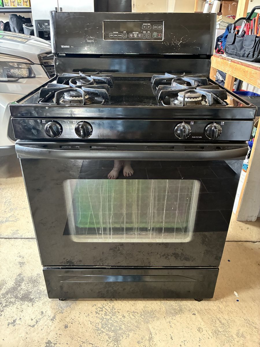 Kenmore Plus Gas Range Stove Black 4-Burner with Oven