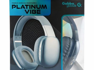 Gabba Goods Platinum Vibe Wireless Bluetooth Headphones with Adjustable Headband & Built-in Mic