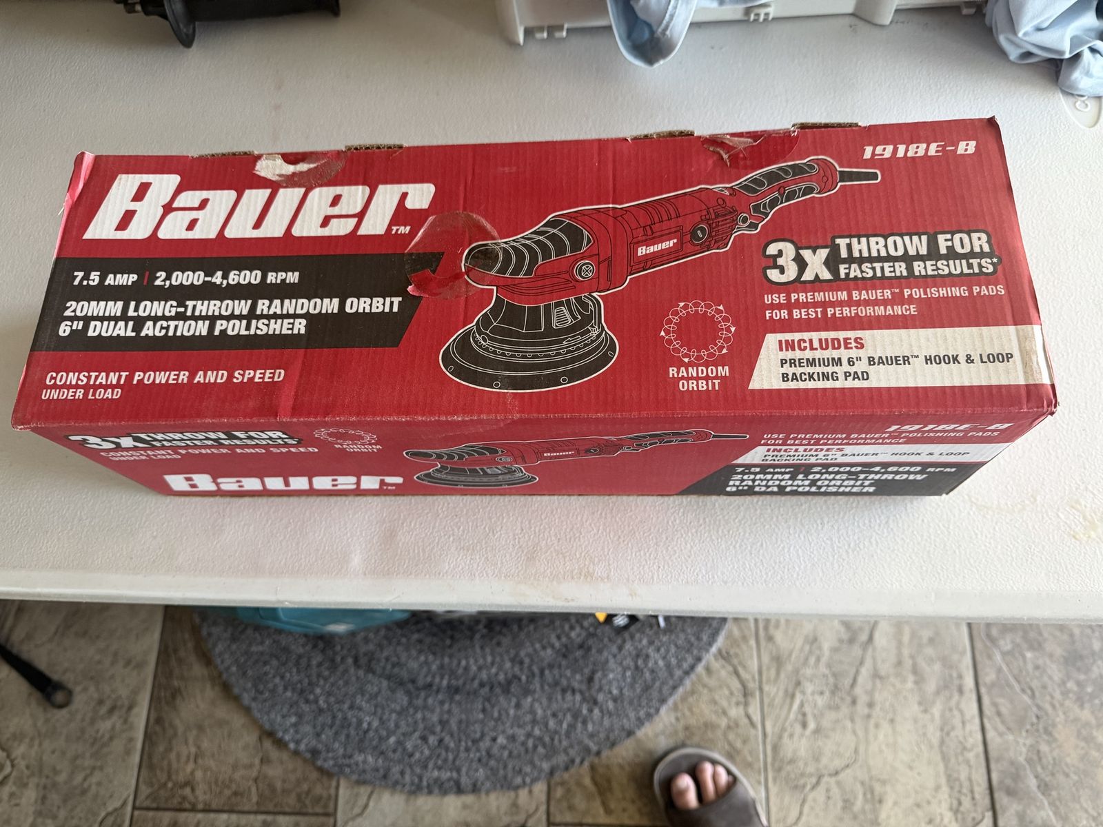 Bauer 6" 20mm Long-Throw Random Orbit Dual Action Polisher 1918E-B 7.5 Amp. Cash only!