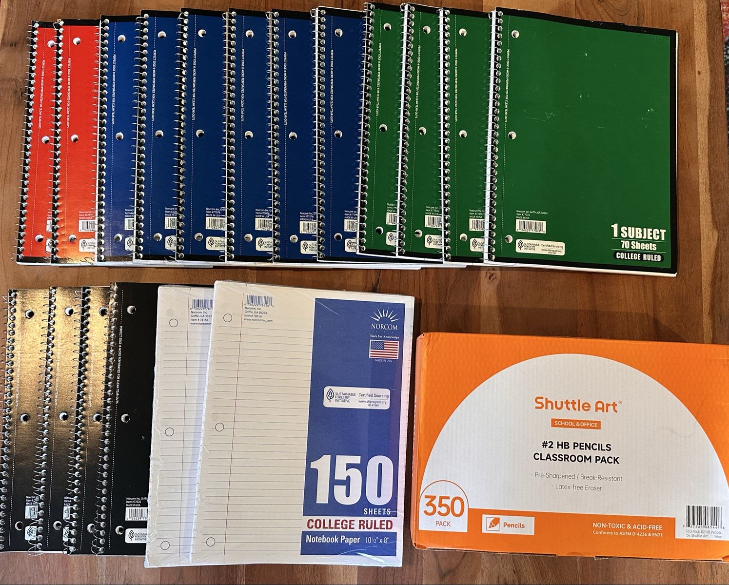 School Supply Lot – 16 Notebooks, 300 Sheets College Rule Paper & 300+ Pencils