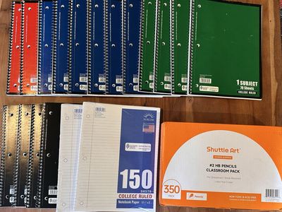 School Supply Lot – 16 Notebooks, 300 Sheets College Rule Paper & 300+ Pencils