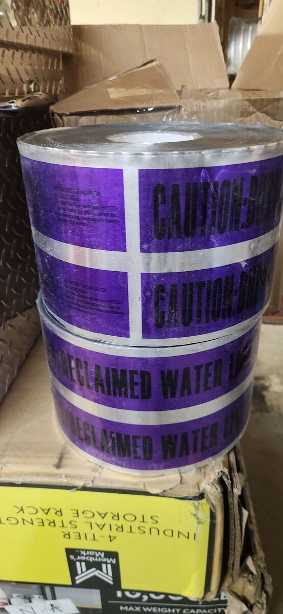 Caution Reclaimed Water Line Below Detectable Underground Tape Roll 6" x 1000'