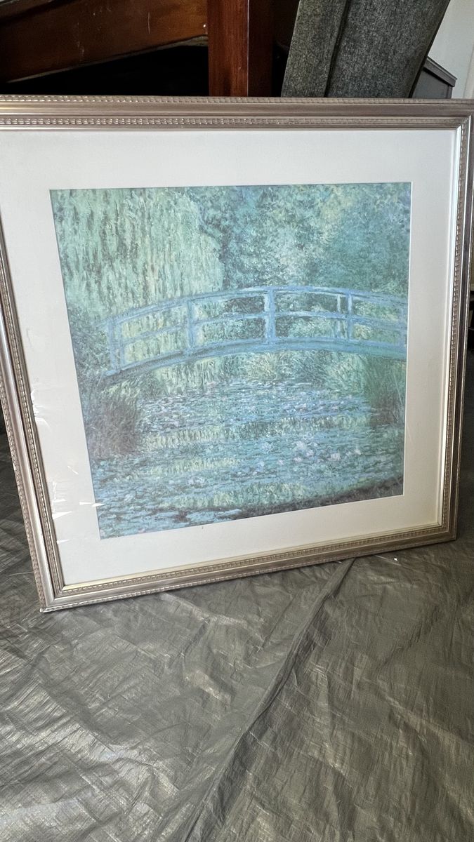 Monet Framed Art Prints - The Japanese Footbridge & Irises, Silver Frame