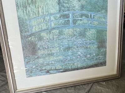 Monet Framed Art Prints - The Japanese Footbridge & Irises, Silver Frame