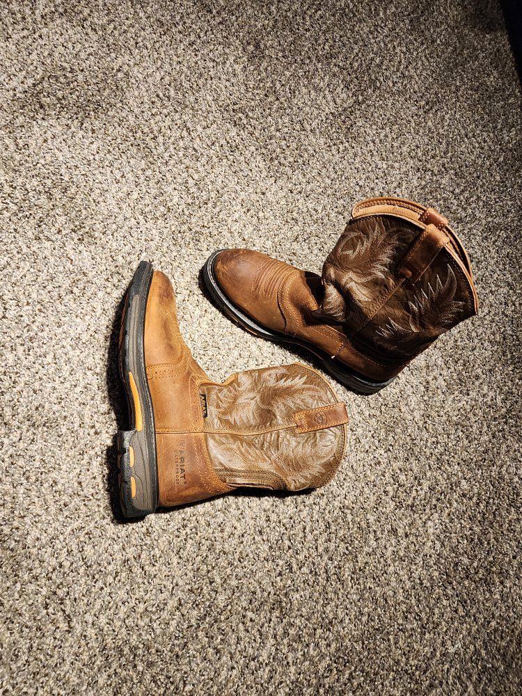 Ariat Men's WorkHog XT Waterproof Western Work Boots - Brown Leather, Oil & Slip Resistant, Size 10.5