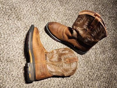 Ariat Men's WorkHog XT Waterproof Western Work Boots - Brown Leather, Oil & Slip Resistant, Size 10.5