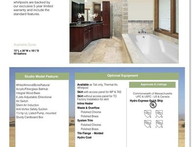 HydroSystem 7236 custom soaker bathtub 72x36