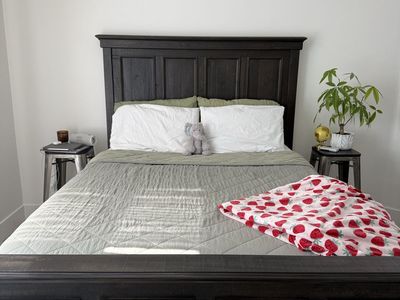 Sedona Solid Wood Queen Panel Bed Frame - Weathered Black