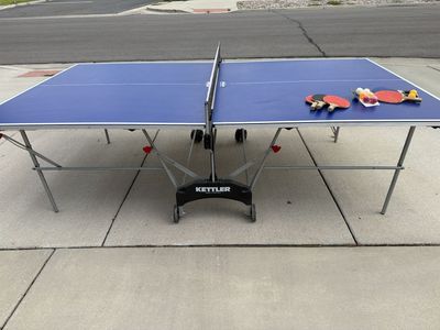 Kettler Portable Indoor/Outdoor Blue Ping Pong Table with Paddles and Balls