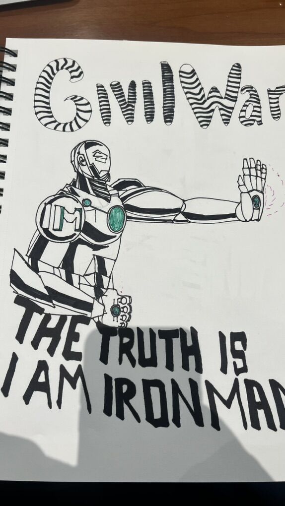 Custom Iron Man Inked Drawing