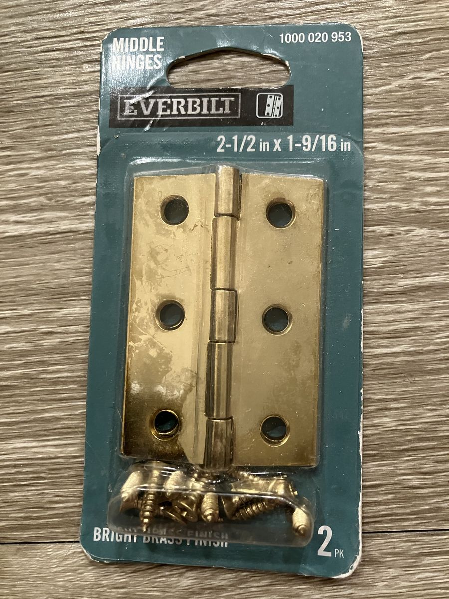 Everbilt 2 Pk Middle Hinges 2-1/2in x 1-9/16in Bright Brass Finish 1000 020 953