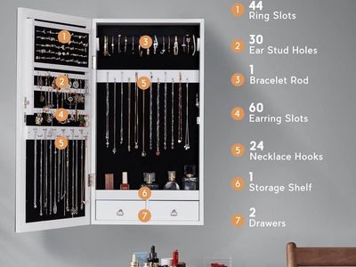 Wall Mounted Jewelry Armoire with LED Lighted Mirror