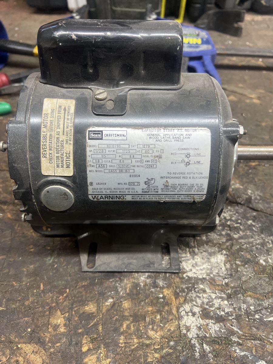 Sears Craftsman 1/2 HP Capacitor Start A.C. Motor Model 113.12790