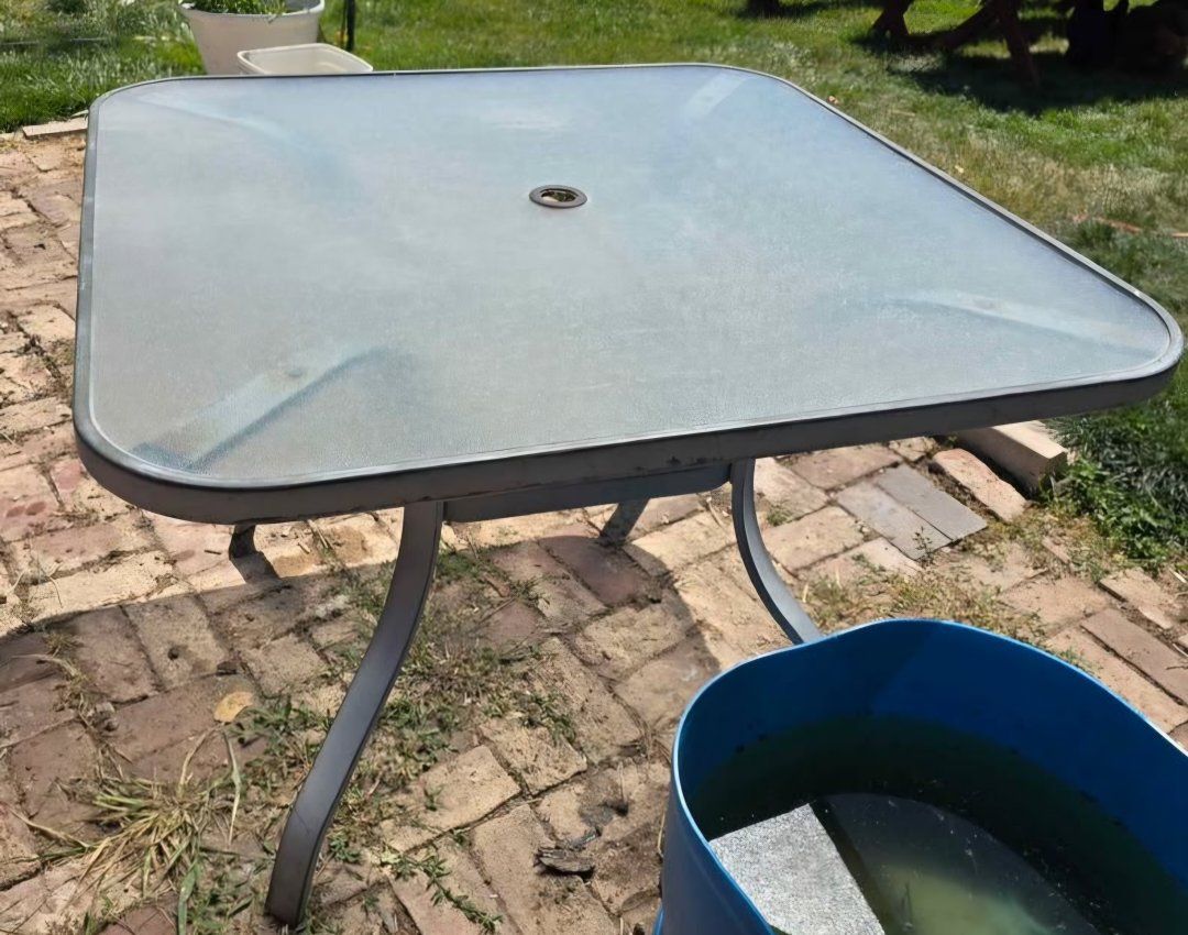 Square Glass Top Patio Table Outdoor Dining