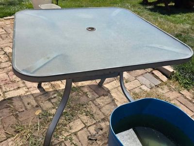 Square Glass Top Patio Table Outdoor Dining