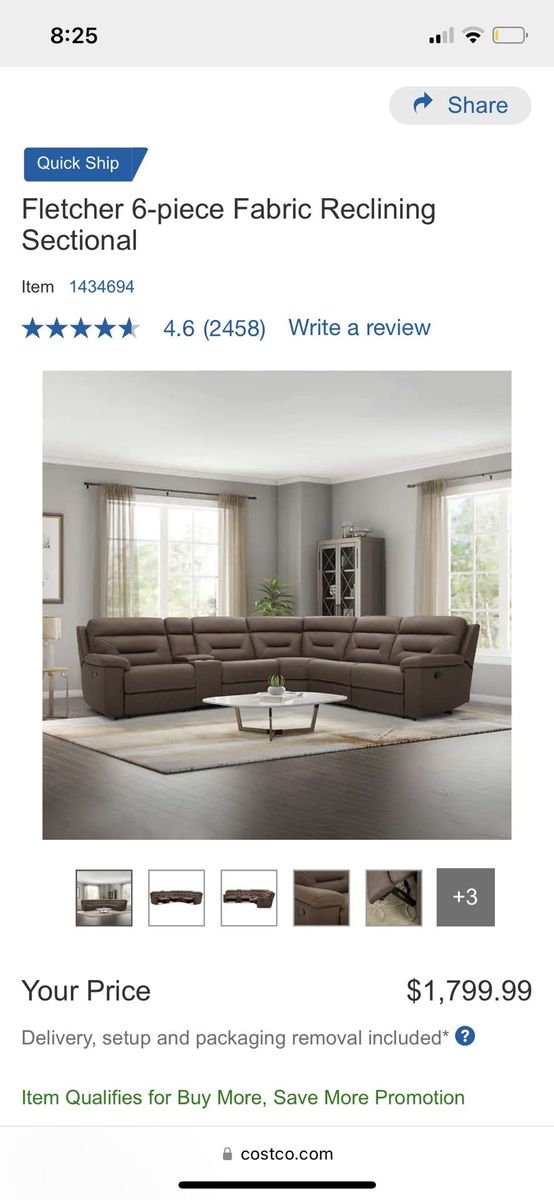 Fletcher 6-piece Fabric Reclining Sectional
