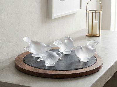 Set of 4 Lalique France Frosted Crystal Birds