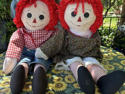 Vintage Raggedy Ann & Andy Large Dolls 37”