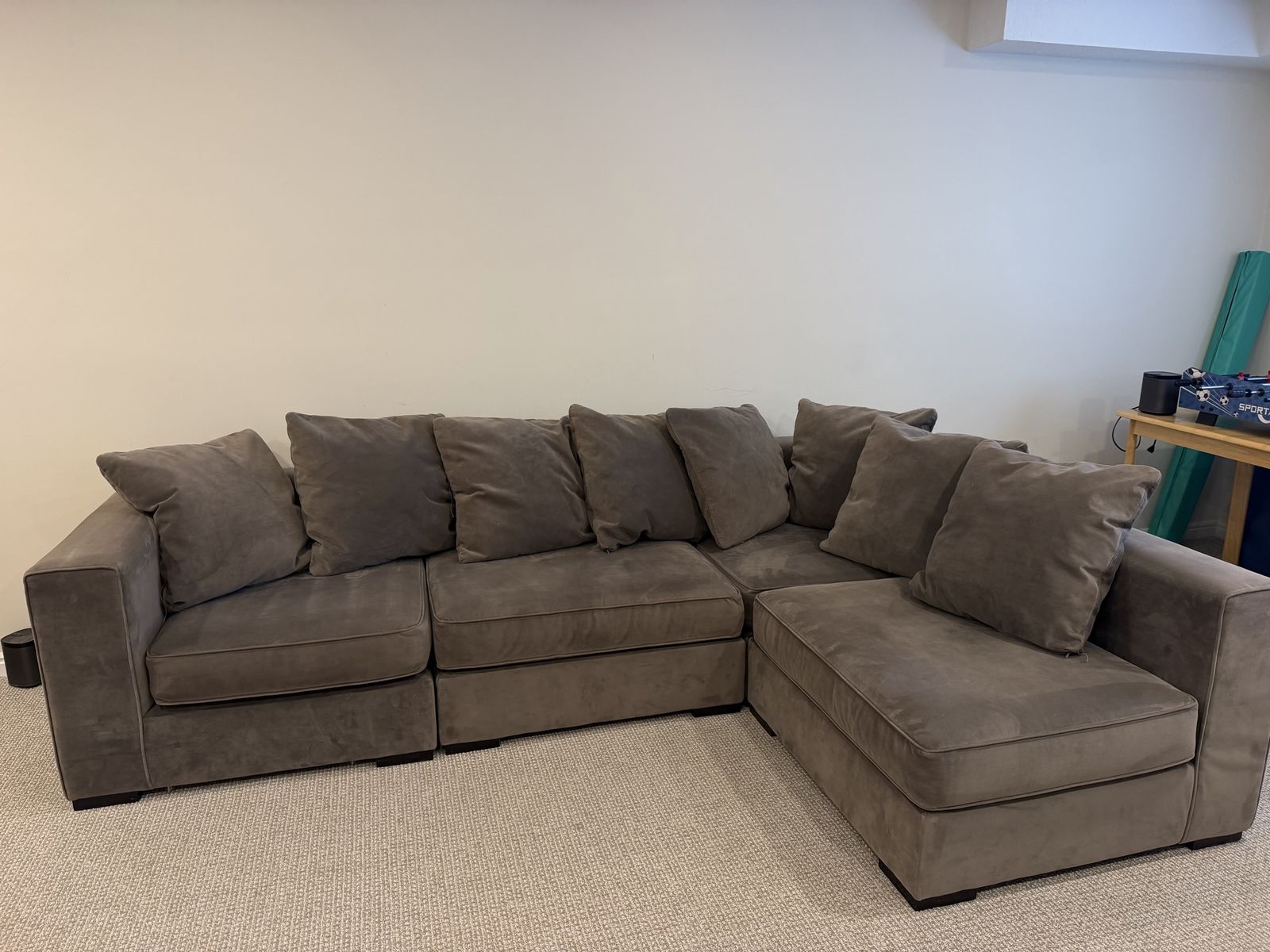 West Elm custom made 4 piece sectional sofa