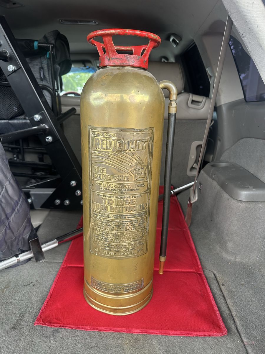 Vintage Red Comet Foam Type Fire Extinguisher - Brass, Collectible Firefighting Decor